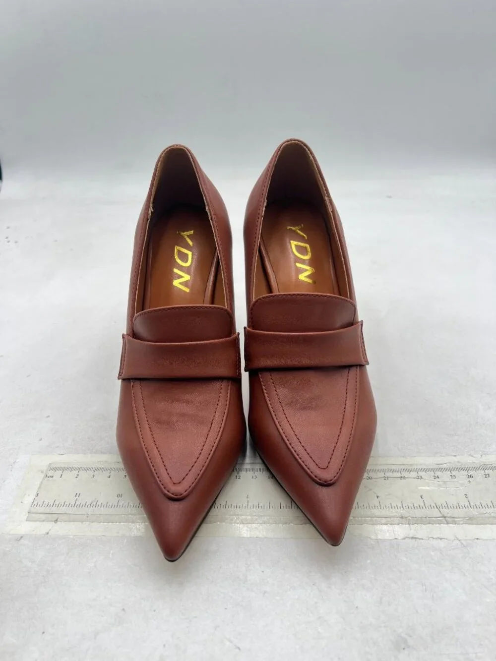YDN Brown High Heel Pumps Slip on Pointed Toe Loafers All Season Office Shoes